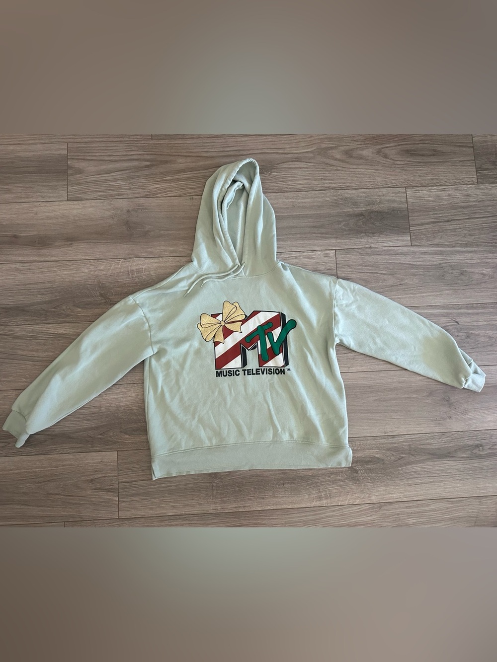 MTV Mint Sage Pullover Hoodie with Festive Logo
